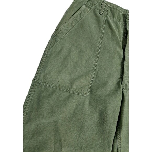 VINTAGE US Army Pants 32x29 Green OG 107 Trouser Cotton Sateen Button RARE - Picture 3 of 11